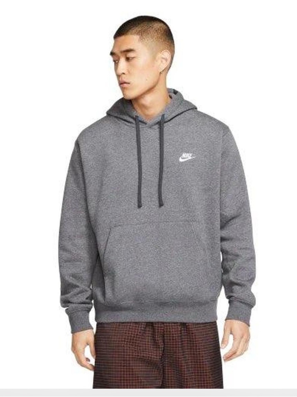 Nike Heather Gray Hoodie with White Swoosh